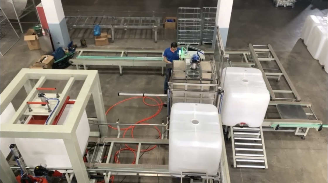 Đường dây sản xuất tự động IBC Grid Cage Frame, Đường dây máy thử nghiệm rò rỉ bể IBC hoàn toàn tự động