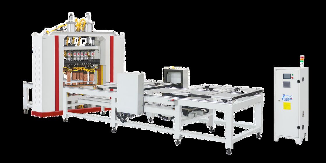 Máy hàn lưới thép kiểu Cantilever với chiều dài hàn hiệu quả 3000mm và bộ nạp hai lớp, có 20 bộ đầu hàn