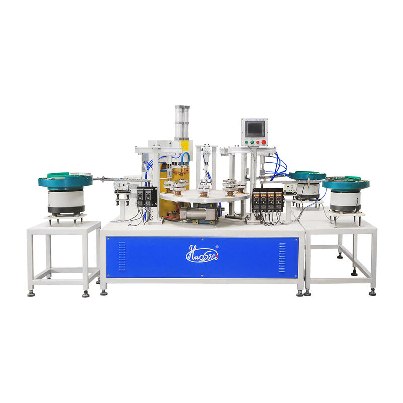 Máy hàn điểm tự động xoay với 8 vị trí hàn và biến tần tần số trung bình cho nắp tụ điện