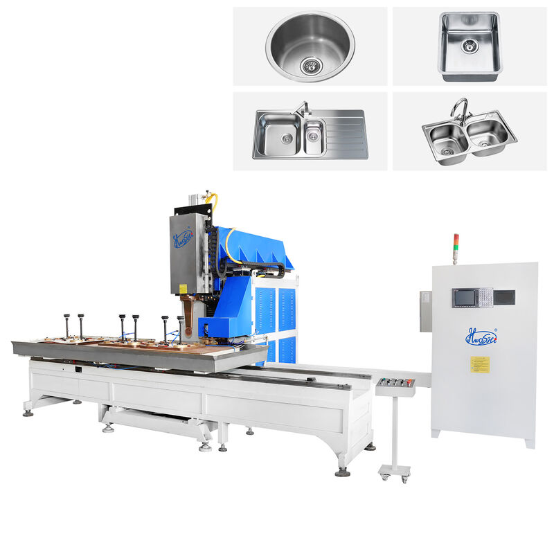 Máy hàn bồn rửa bằng thép không gỉ với đường kính bánh trượt 50mm, dòng hàn 1000A và hoạt động bán tự động cho sản xuất bồn rửa nhà bếp