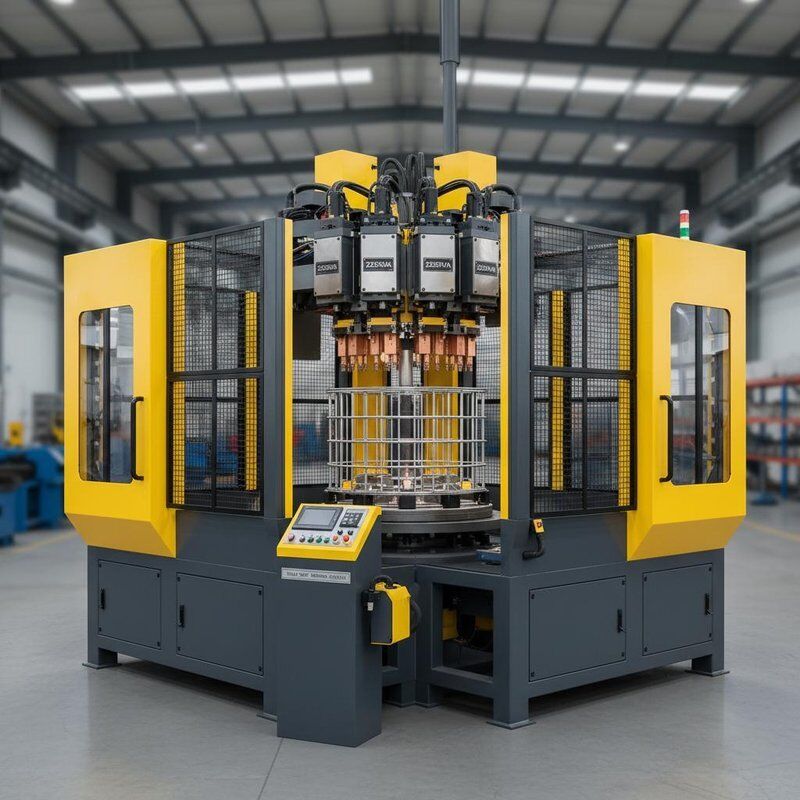 Máy hàn lồng IBC bao gồm tấm chắn bảo vệ và nguồn hàn 225KVA X 4 được thiết kế cho các công việc hàn hạng nặng